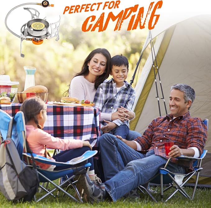 Camping Stove with Fuel Canister Adapter Portable Collapsible Gas Stove with - Image 6