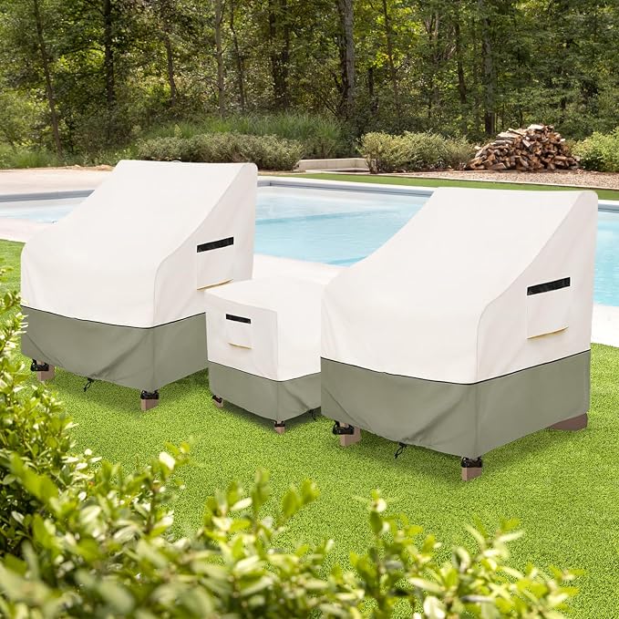 3 Pieces Adirondack Chair Sets Cover, 600D Heavy Duty Waterproof Outdoor Chair - Image 7