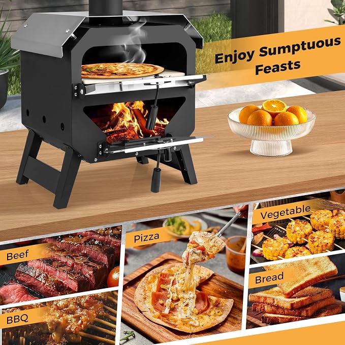 Happygrill Pizza Oven Outdoor, 12” Portable Wood-Fired Pizza Stove - Image 6