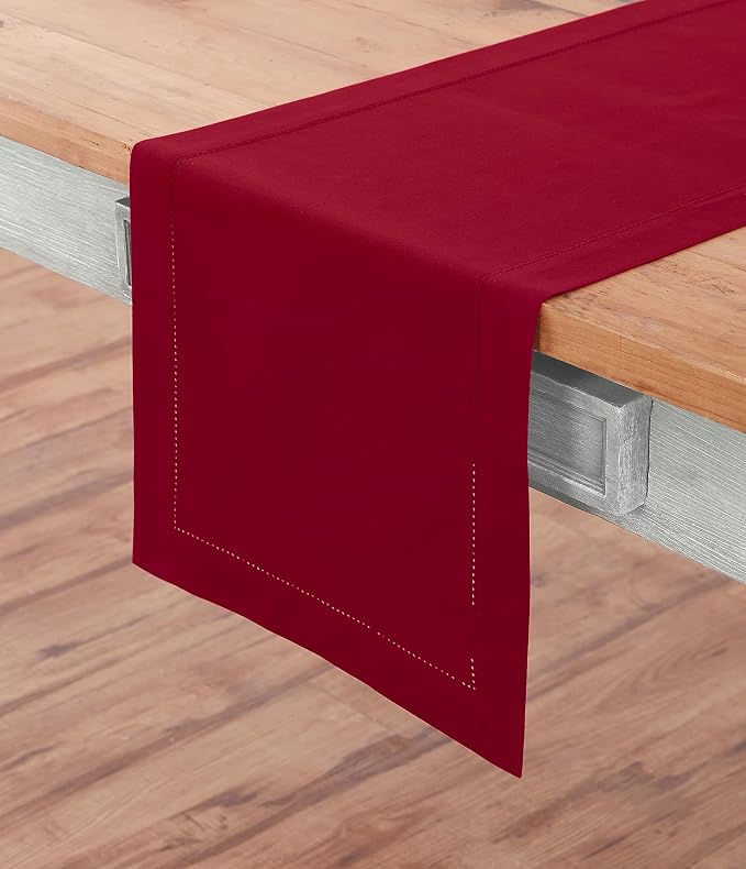 Solino Home Cotton Linen Red Table Runner 120 Inches Long - Image 2