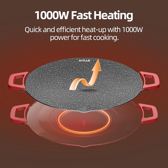 AORAN Indoor Grills Electric Smokeless – Nonstick Electric Griddle - Image 3