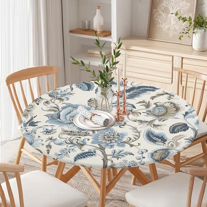 Vintage Floral Round Fitted Tablecloth - Image 3