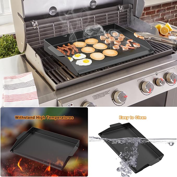 Onlyfire Universal Cast Iron Cooking Griddle, Pre-Seasoned Nonstick Coating - Image 4