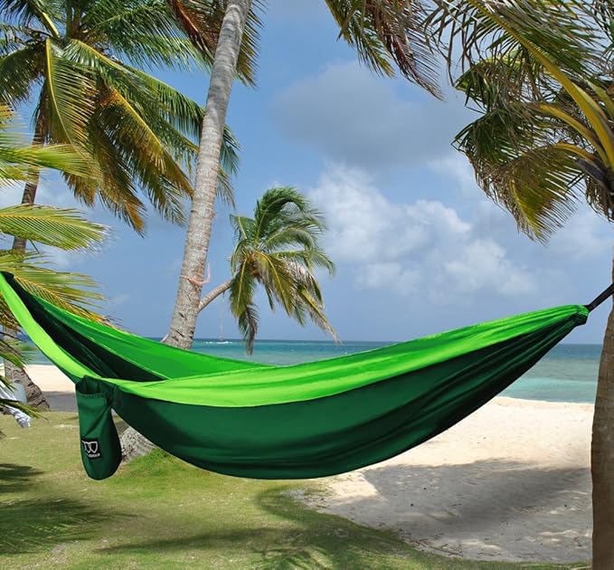 Hammocks – Extra Large Double Nylon Hammock in Green, 500 lb Rated