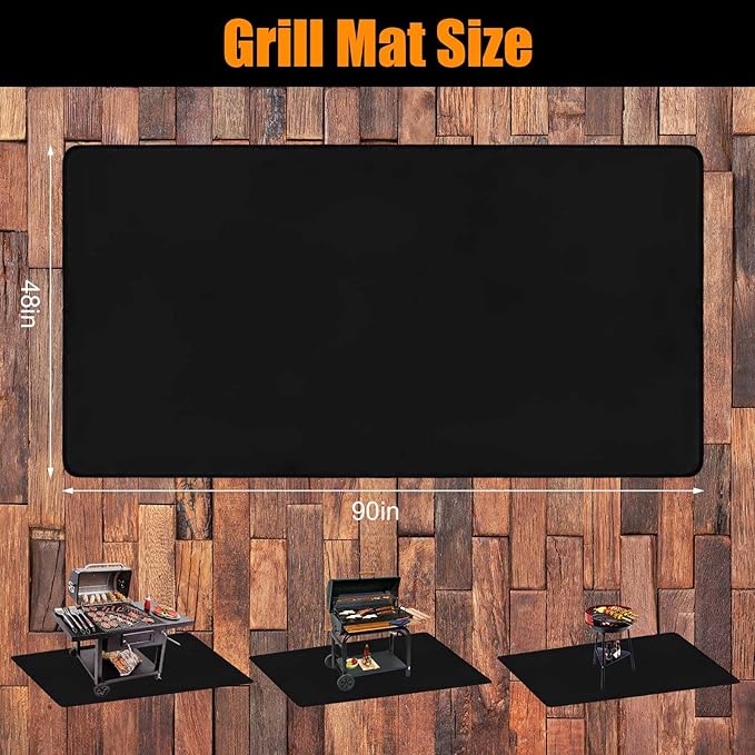 Grill Floor Mat 90x48 Inch Black Fiberglass Silicone