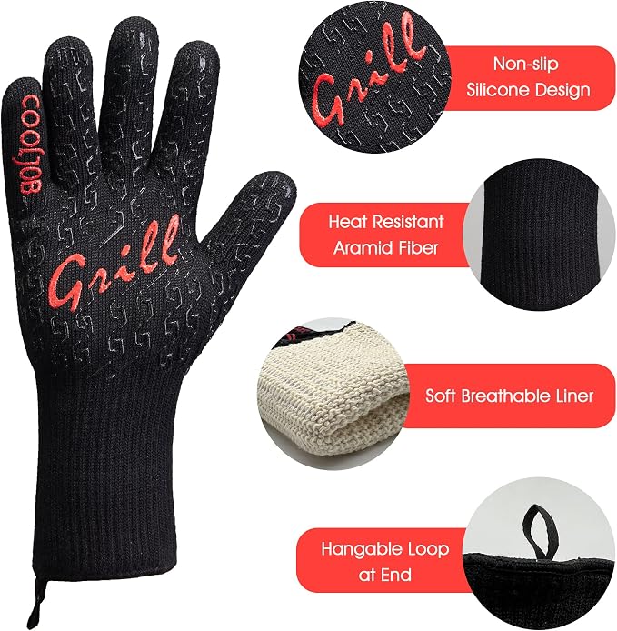 COOLJOB Heat Resistant BBQ Gloves - Image 2