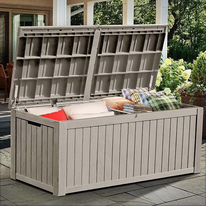 YITAHOME 150 Gallon Large Deck Box w/Divider, XL Waterproof Outdoor Storage by YITAHOME