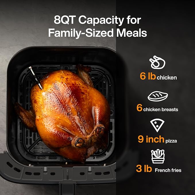Typhur 8QT Sync Air Fryer with Built-in Wireless Meat Thermometer, 9-in-1 Smart - Image 3