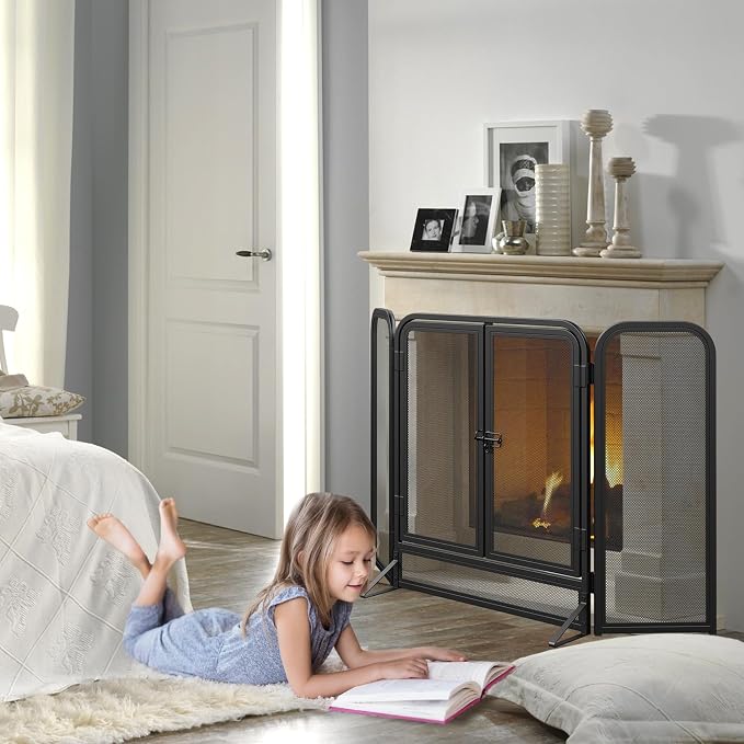 Mr IRONSTONE 3 Panel Fireplace Screen 51.5" W x 32.5" H Modern Foldable - Image 7
