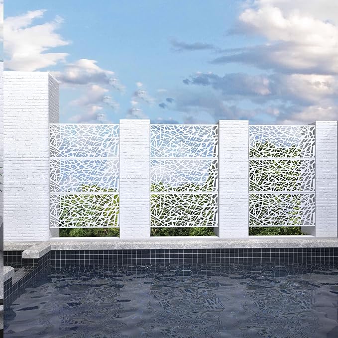 Metal Privacy Screen Outdoor 72" H×47" W, Freestanding Decorative Privacy Screen - Image 4
