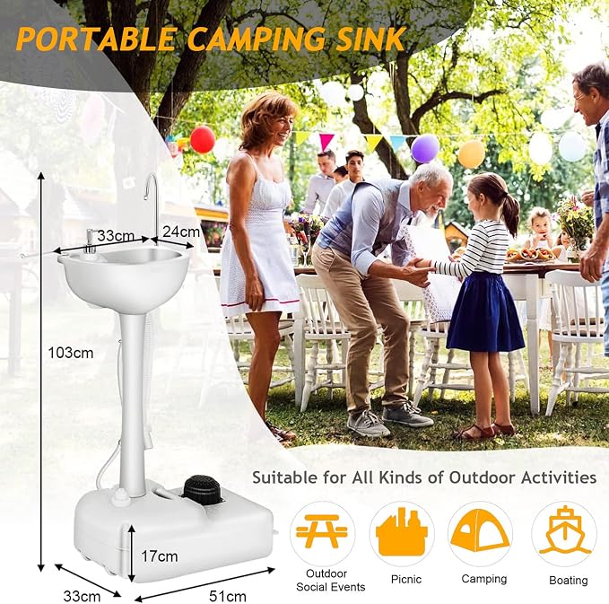 Portable Hand Washing Station, Camping Sink Wash Hand Basin - Image 2