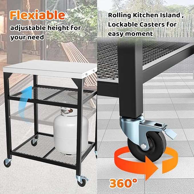 Pizza Oven Table for Ooni, Outdoor Grill Table for Ooni Pizza Oven Accessories - Image 4
