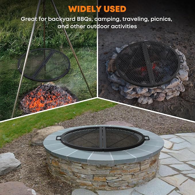 Stanbroil X-Marks Fire Pit Cooking Grill Grates, Foldable Round Cooking Grate - Image 6