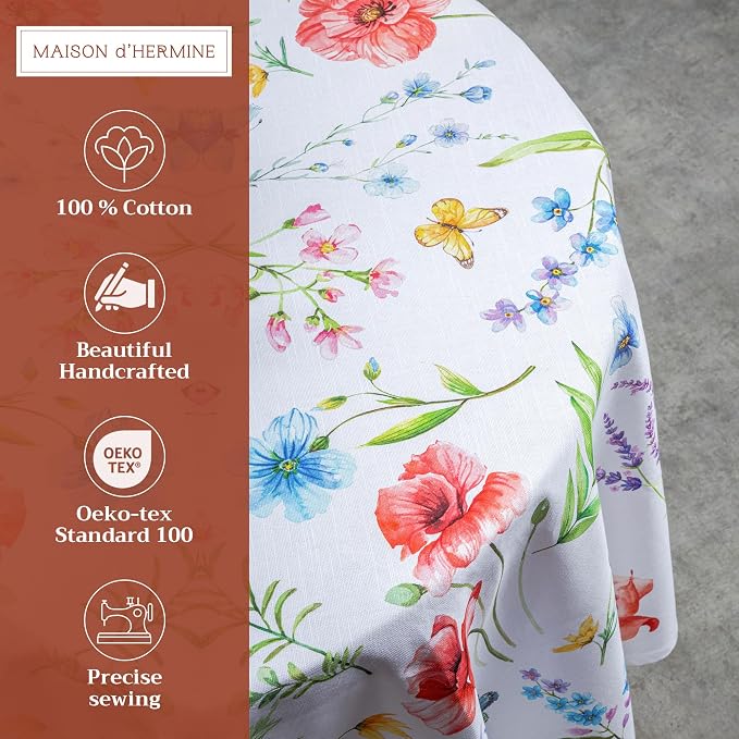 Maison d' Hermine Table Cloth Round Table 100% Cotton 69 Inches Tablecloth - Image 2