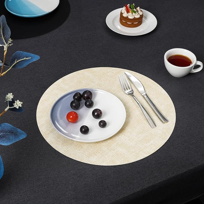 Myir JUN Round Placemats Dual Sided, Faux Leather Place Mats Set of 4 Indoor - Image 8