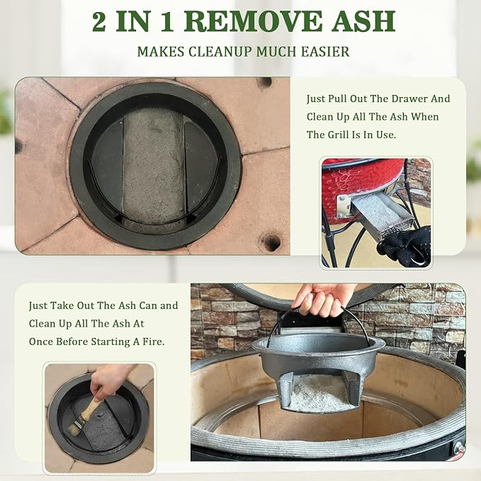 KAMaster 2 in 1 Cast Iron Ash Can Fit Kamado Grill Classic Joe, - Image 4