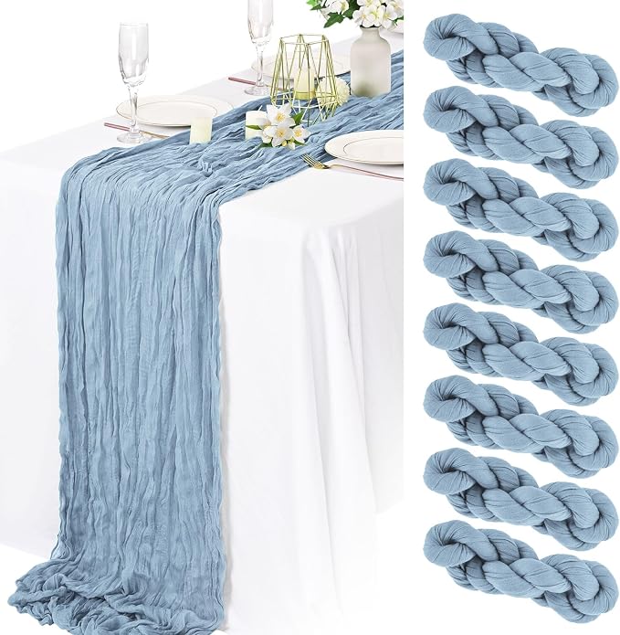 8 Packs Cheesecloth Table Runner 10FT Long Boho Gauze Fabric Table Runner by Lamshionow