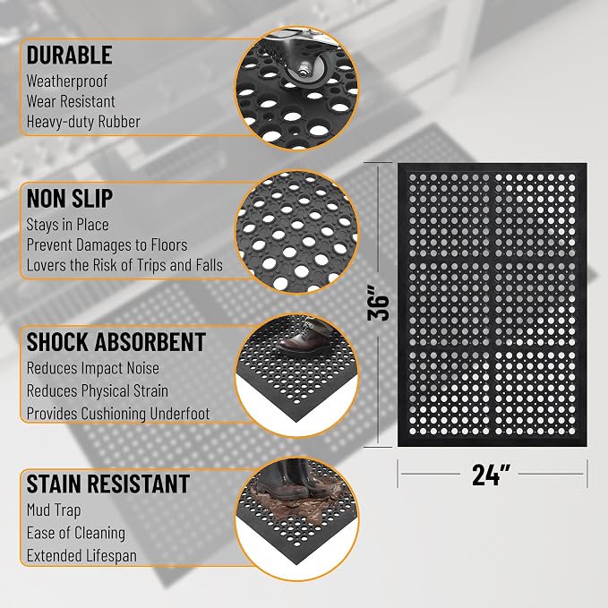 Ottomanson Heavy Duty Rubber Floor Mat – Non-Slip, Waterproof, Restaurants - Image 4