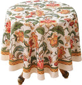 patdrea Designer Vintage Linen Round Tablecloth, Provencal Rustic Floral by Welcometopatdrea