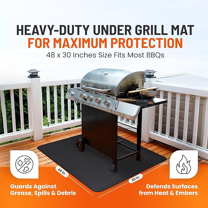 Under Grill Mats for Outdoor Grill Double-Sided Fireproof Mat for Under Fire - Image 4