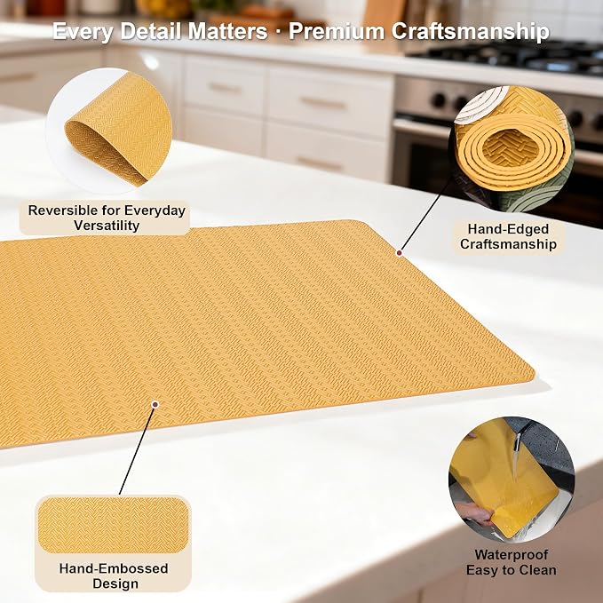 Faux Leather Placemats Set of 6 – 17x12 Inch Vinyl Table Mats, Heat Resistant - Image 4