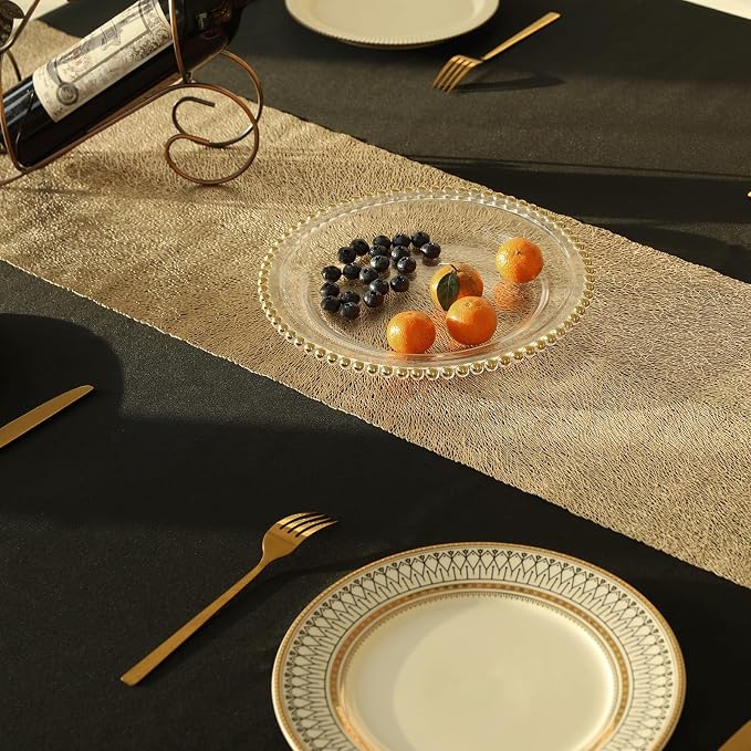 Fave Gold Table Runners 60 Inches Heat Resistant Table Runner Line Shaped Short - Image 3