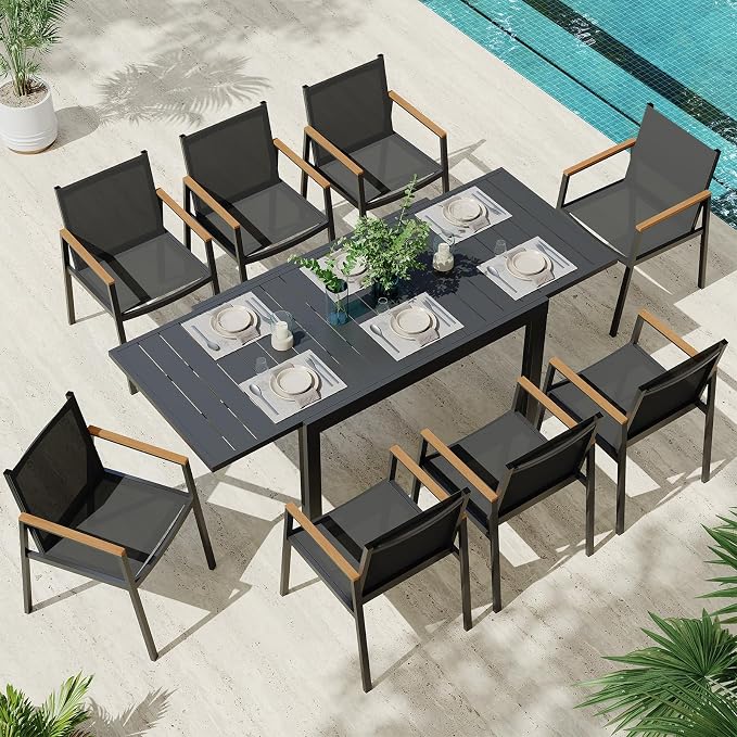 Expandable Outdoor Patio Dining Table Set by Oasbira