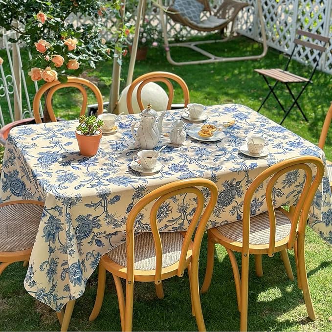 Outdoor Rectangular Tablecloth 60 x 84 Inch, Thick Fabric Dining Table Cover - Image 3