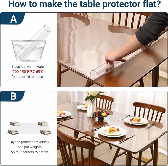 Clear Table Cover Protector Rectangle 42 x 78 Inch, 2.0mm Transparent Plastic - Image 9