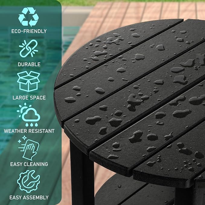 FUNBERRY Outdoor Adirondack Side Table Set of 2, 2-Tier Patio End Tables - Image 7