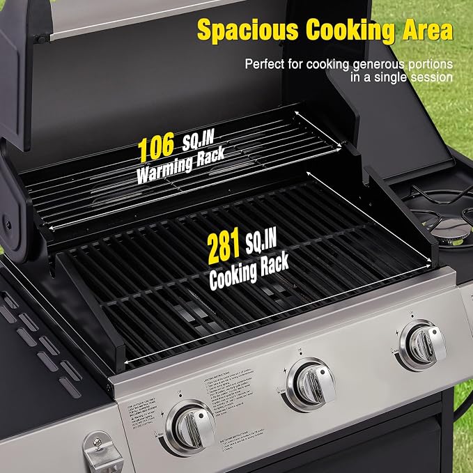Unovivy 3-Burner Propane Gas Grill - Image 2