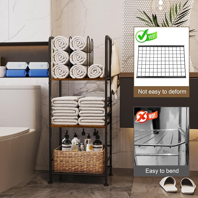 Towel Rack Free Standing 3-Tier M-Shaped Detachable Dividers, Durable Metal - Image 5