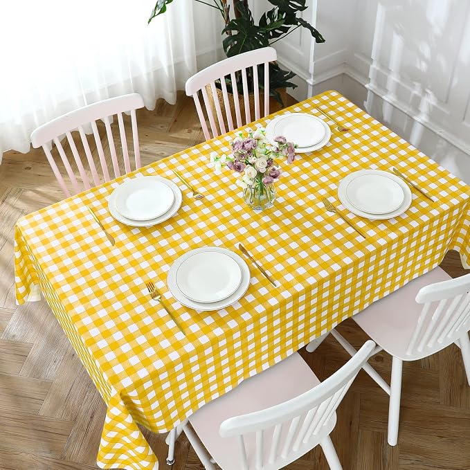 Romanstile Rectangle Vinyl Tablecloth, 100% Waterproof Buffalo Gingham Plastic - Image 5