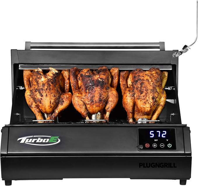 Turbo E XL Electric Grill, 1700W Infrared, Warming Rack and Probe, Apartment by TurboEbyPLUGNGRILL