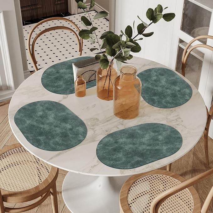 ADRIMER Placemats, Heat Resistant Oval Placemats Set of 8 Washable 12 x 17 Inch - Image 5