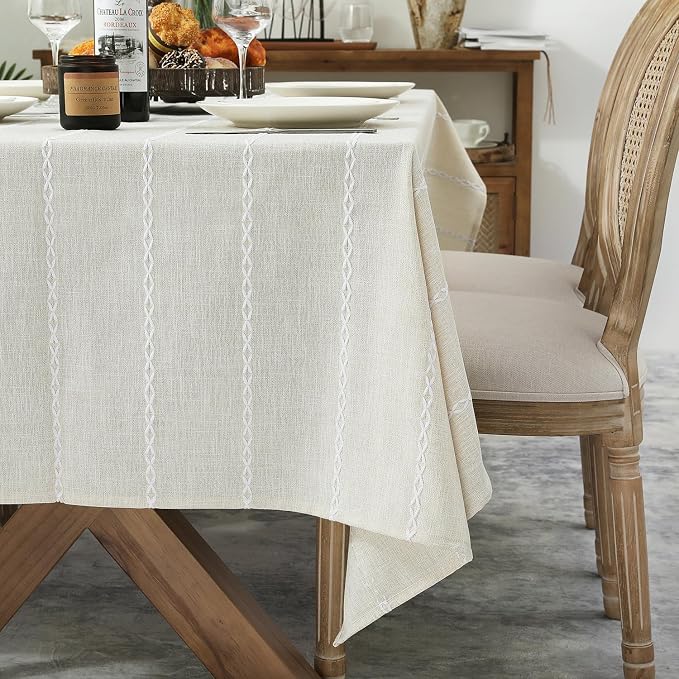 Chassic 60 x 60 inches Farmhouse Style Linen tablecloths, Wrinkle Resistant - Image 4