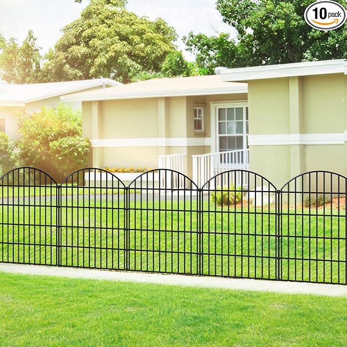 Metal Garden Fence 36in x 23.3ft, 10 Panels + 11 Stakes Dog Fences Border Fence by FOREHOGARGARDEN%EF%BC%86HOME