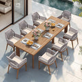 PURPLE LEAF 9 Pieces Patio Dining Set Aluminum Rectangular Table and Rattan Arm by PURPLELEAF