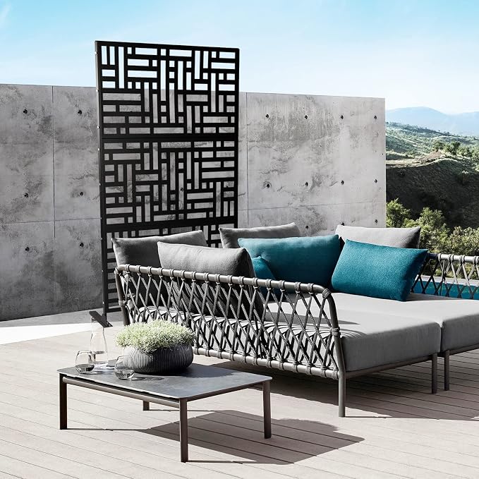 Metal Outdoor Privacy Screen, Freestanding Outdoor Divider Decorative Privacy - Image 5