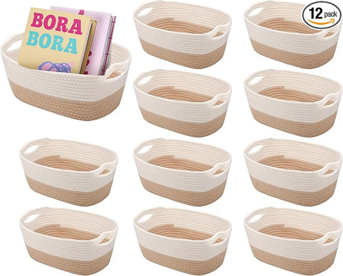 12 Pack Easter Woven Baskets for Gifts Empty Large Cotton Rope Square Storage by Unknown