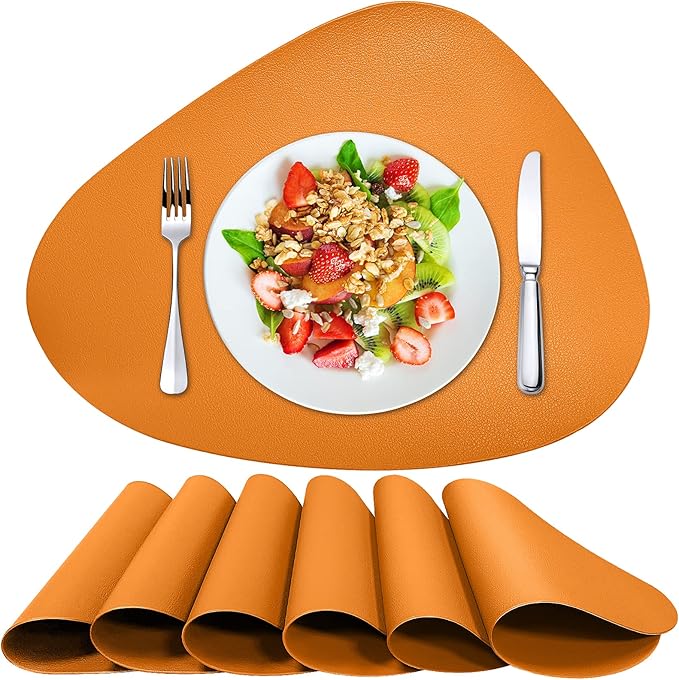 Herda Faux Leather Fall Placemats Set of 6 Wipeable Washable Place Mats by Betterqualitybetterlife