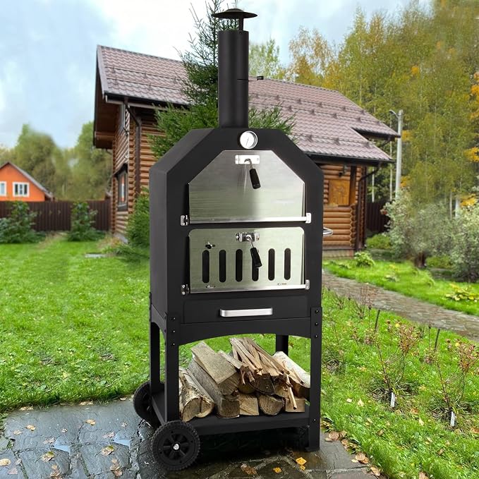 Outdoor Pizza Oven Wood Fired Pizza Oven Patio Portable Pizza Maker Cooking - Image 5