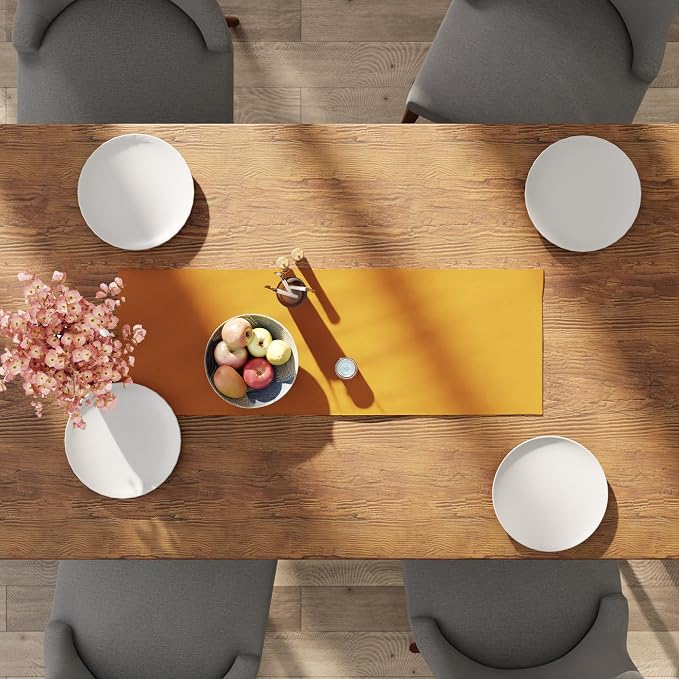 Encasa XO Table Runner 13"x36" Long | Cotton Canvas Fabric | Mango Solid Color - Image 4
