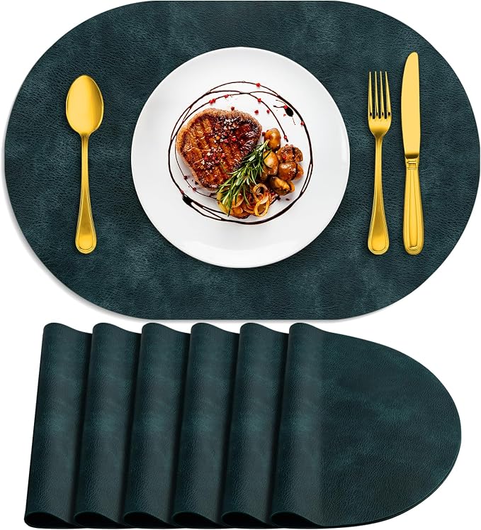 ADRIMER Placemats, Heat Resistant Oval Placemats Set of 6 Washable 12 x 17 Inch by Adrimersdreamistobeanindispensablecompanioninyourlife