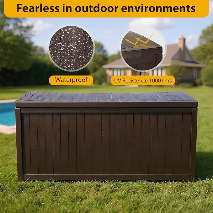 ETOYA Extra Wide Deck Box with Seat, Large Lockable Outdoor Storage Bench - Image 4
