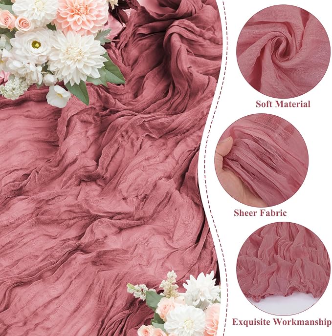 8 Packs Cheesecloth Table Runner 10FT Long Boho Gauze Fabric Table Runner - Image 3