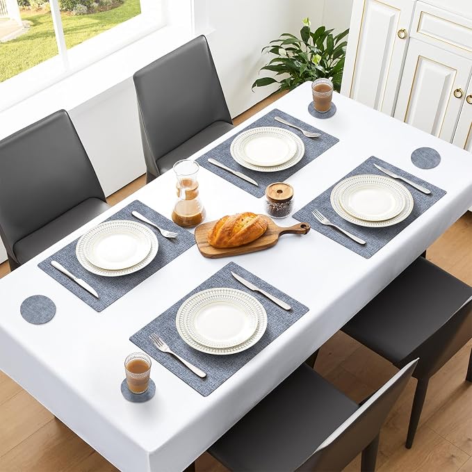MOSAYT Faux Leather Placemats Set of 6, Heat Resistant Wipeable Washable Vinyl - Image 6