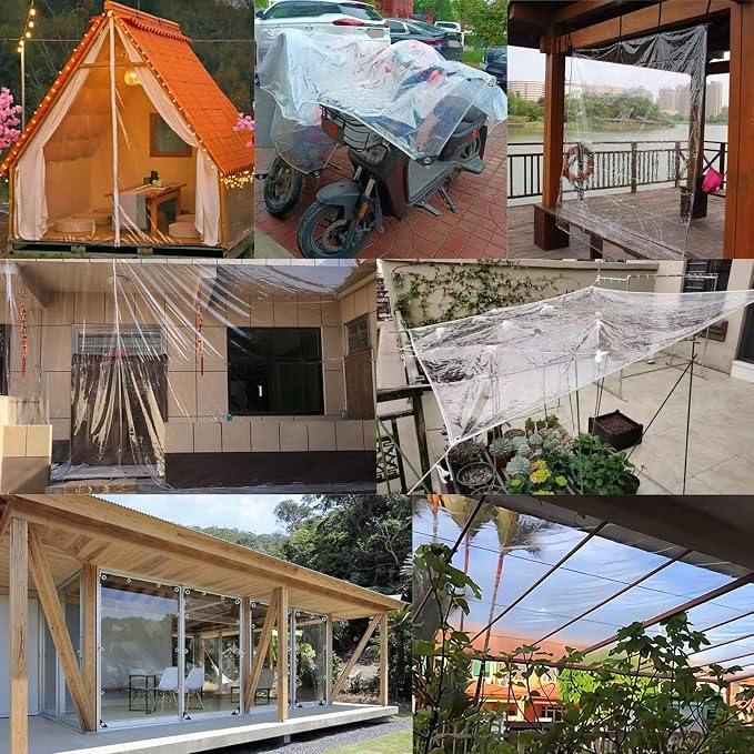 Clear Tarps Heavy Duty PVC, Transparent Tarp Durable Waterproof Dustproof - Image 8