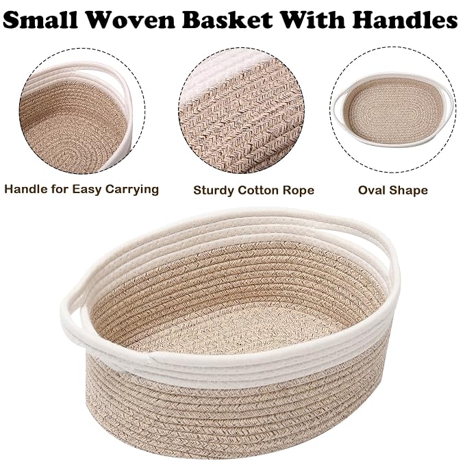 Gift Basket with Gift Bag and Ribbons, Small Rope Woven Shelf Storage, Baskets - Image 3