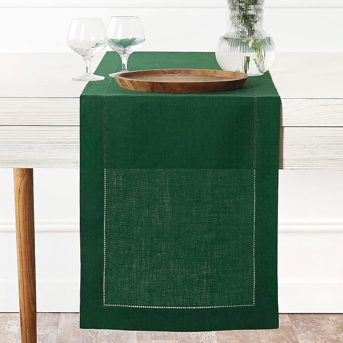 D'Moksha Homes Linen Forest Green Table Runner 48 Inches by DMokshaHomes